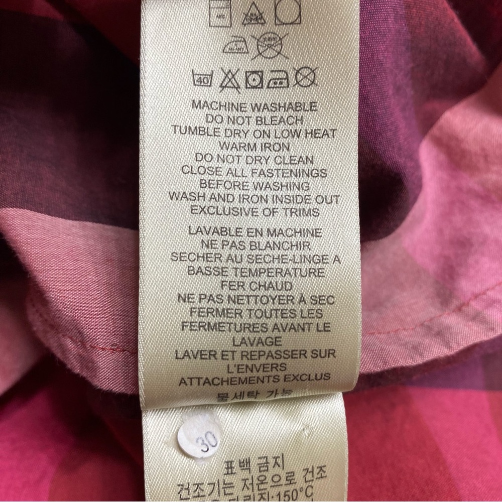 Burberry Brit Women's Red Nova Check Plaid Popover Tunic Top XL - Picture 12 of 13
